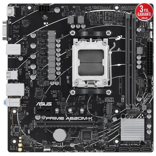 Asus PRIME A620M-K ARGB 6400mhz(OC) M.2 AM5 mATX DDR5 Anakart - 1
