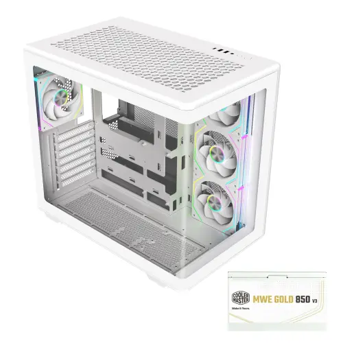 Cooler Master Elite 600 ARGB Beyaz Tempered Glass USB 3.2 850W 80+ Gold ATX 3.1 GEN5 ATX Mid Tower Kasa - 2