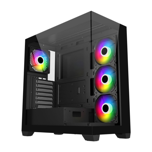 FSP M340 RGB Siyah Tempered Glass USB 3.0 650W 80+ mATX Mid Tower Kasa - 1