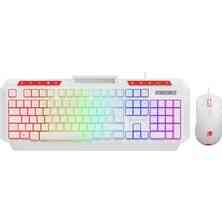 GameBooster KM-11W Knight Rainbow Beyaz Gaming Klavye + Mouse Set - GameBooster