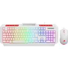 GameBooster KM-11W Knight Rainbow Beyaz Gaming Klavye + Mouse Set - 1
