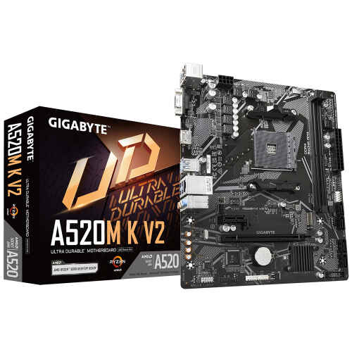 GIGABYTE A520M-K-V2 AM4 DDR4 SES GLAN HDMI/VGA SATA3 USB 3.2 mATX Anakart - 1