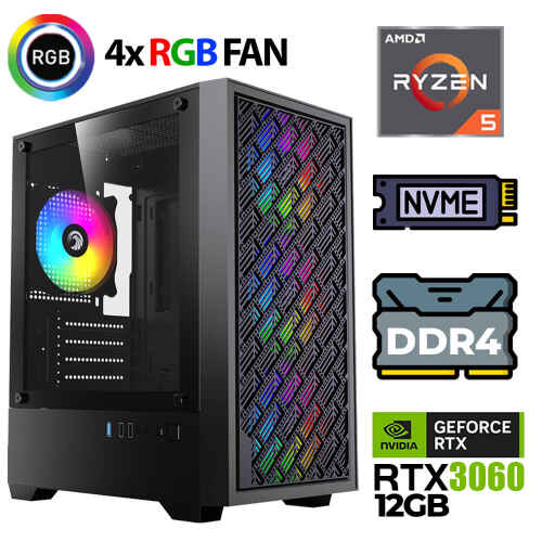 Kinger KX370 Ryzen 5 5500 32GB Ram 1TB M.2 NVMe SSD 12GB RTX3060 Masaüstü Oyuncu Bilgisayarı - 1