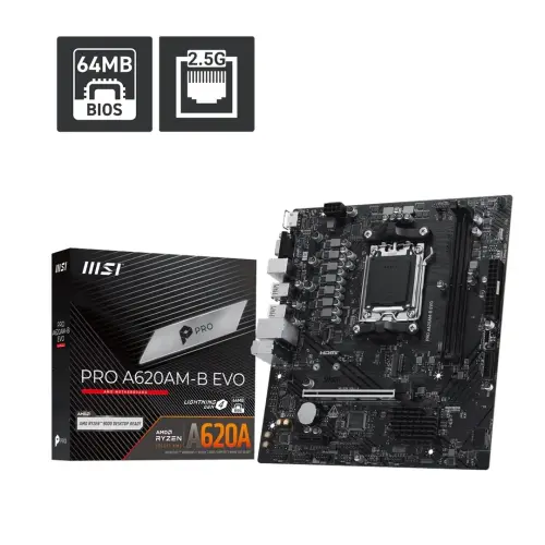 MSI PRO A620AM-B EVO 6800mhz(OC) M.2 AM5 mATX Anakart - 1