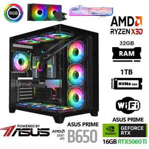 Prime Ryzen 7 7800X3D 32GB DDR5 Ram 1TB M.2 NVMe SSD 16GB RTX5060 Ti Sıvı Soğutmalı Masaüstü Oyuncu Bilgisayarı - Xaser