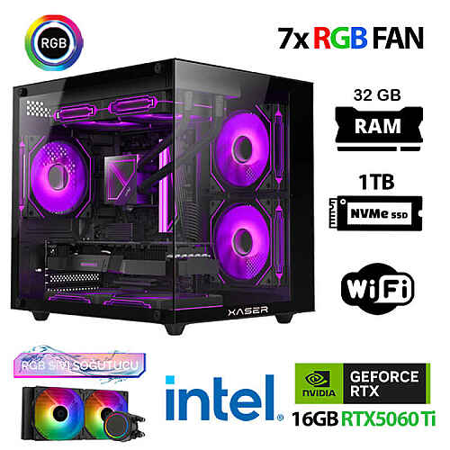 Xaser Eco X220 i9 14900KF 32GB DDR5 Ram 1TB M.2 NVMe SSD 16GB RTX5060Ti Sıvı Soğutmalı Masaüstü Oyuncu Bilgisayarı + Xaser Xsr1133 i7 14700F 32GB DDR5 Ram 1TB M.2 NVMe SSD 8GB RTX5060 Oyuncu Masaüstü Bilgisayarı - 1