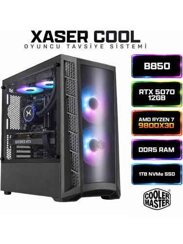 Xaser Cool X300 Ryzen 7 9800X3D 32GB DDR5 Ram 1TB M.2 NVMe SSD 12GB RTX5070 Sıvı Soğutmalı Oyuncu Bilgisayarı - 1