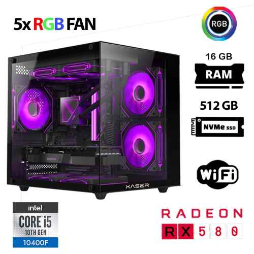 Xaser Cube X110 i5 10400F 16GB Ram 512GB M.2 NVMe SSD 8GB RX580 Oyuncu Tavsiye Sistem - 1