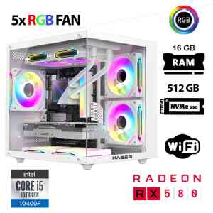 Xaser Cube X120 i5 10400F 16GB Ram 512GB M.2 NVMe SSD 8GB RX580 Beyaz Oyuncu Tavsiye Sistem - XASER