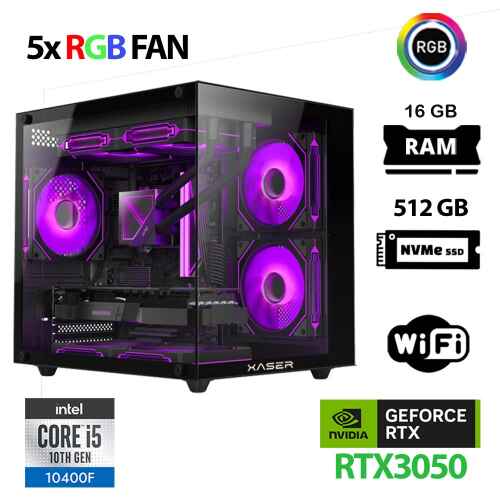 Xaser Cube X130 i5 10400F 16GB Ram 512GB M.2 NVMe SSD 6GB RTX3050 Oyuncu Tavsiye Sistem - 1