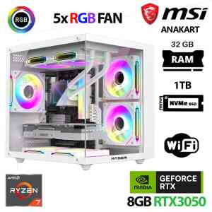 Xaser Cube X20 Ryzen 7 5700x 32GB Ram 1TB M.2 NVMe SSD 6GB RTX3050 Beyaz Masaüstü Oyuncu Bilgisayarı - XASER