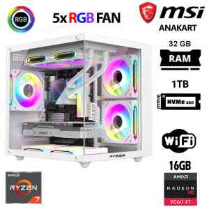 Xaser Cube X40 Ryzen 7 5700x 32GB Ram 1TB M.2 NVMe SSD 16GB RX9060 XT Beyaz Masaüstü Oyuncu Bilgisayarı - Xaser