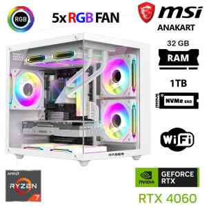 Xaser Cube X60 Ryzen 7 5700x 32GB Ram 1TB M.2 NVMe SSD 8GB RTX4060 Beyaz Masaüstü Oyuncu Bilgisayarı - XASER