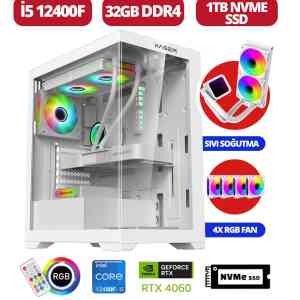 Xaser Delux x3 i5 12400F 32GB Ram 1TB M.2 NVMe SSD 8GB RTX4060 Sıvı Soğutmalı Oyuncu Bilgisayarı - XASER