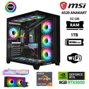 Xaser Sword X07 Ryzen 7 5700X 32GB Ram 1TB M.2 NVMe SSD 8GB RTX5050 Sıvı Soğutmalı Oyuncu Bilgisayarı - Xaser