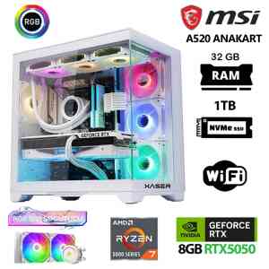 Xaser Sword X08 Ryzen 7 5700X 32GB Ram 1TB M.2 NVMe SSD 8GB RTX5050 Sıvı Soğutmalı Oyuncu Bilgisayarı - Xaser