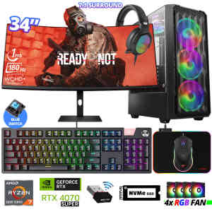 Xaser Delux X116 Ryzen 7 5700X 32GB Ram 512GB M.2 NVMe SSD 12GB RTX4070 SUPER 34 180Hz Curved Oyuncu Tavsiye Sistem - XASER