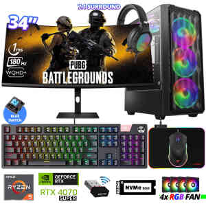 Xaser Delux X121 Ryzen 5 5600 32GB Ram 512GB M.2 NVMe SSD 12GB RTX4070 SUPER 34 180Hz Curved Oyuncu Tavsiye Sistem - XASER