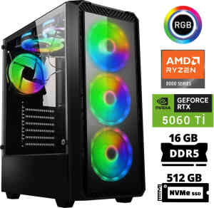 Xaser Delux X13 Ryzen 5 8400F 16GB DDR5 Ram 512GB M.2 NVMe SSD 8GB RTX5060 Ti Masaüstü Oyuncu Bilgisayarı - XASER