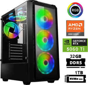 Xaser Delux X24 Ryzen 5 8400F 32GB DDR5 Ram 1TB M.2 NVMe SSD 8GB RTX5060 Ti Masaüstü Oyuncu Bilgisayarı - XASER