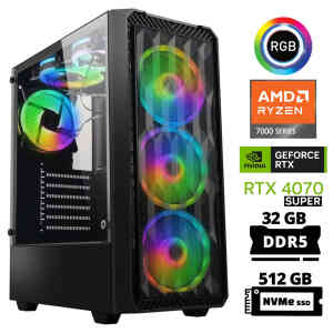 Xaser Delux X45 Ryzen 5 7500F 32GB DDR5 Ram 512GB M.2 NVMe SSD 12GB RTX4070 SUPER Oyuncu Tavsiye Sistem - Xaser