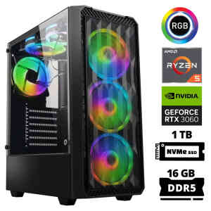 Xaser Delux X60 Ryzen 5 7600 16GB DDR5 Ram 1TB M.2 NVMe SSD 12GB RTX3060 Masaüstü Oyuncu Bilgisayarı - XASER (1)