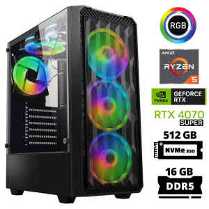 Xaser Delux X65 Ryzen 5 7600 16GB DDR5 Ram 512GB M.2 NVMe SSD 12GB RTX4070 SUPER Oyuncu Tavsiye Sistem - Xaser