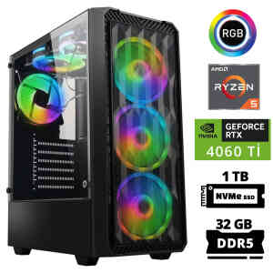 Xaser Delux X74 Ryzen 5 7600 32GB DDR5 Ram 1TB M.2 NVMe SSD 8GB RTX4060 Ti Masaüstü Oyuncu Bilgisayarı - Xaser