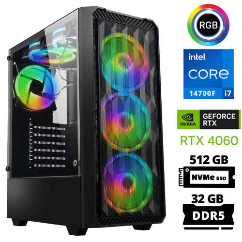 Xaser Delux X91 i7 14700F 32GB DDR5 Ram 512GB M.2 NVMe SSD 8GB RTX4060 Masaüstü Oyuncu Bilgisayarı - 1