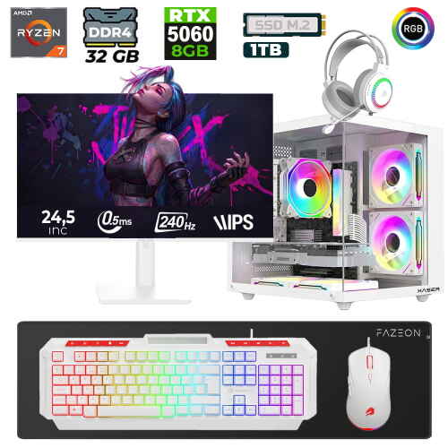 Xaser Eagle X55 Ryzen 7 5700X 32GB Ram 1TB M.2 NVMe SSD 8GB RTX5060 Sıvı Soğutmalı 24.5