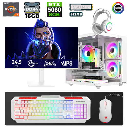 Xaser Eagle X60 Ryzen 7 5700X 16GB Ram 512GB M.2 NVMe SSD 8GB RTX5060 Sıvı Soğutmalı 24.5