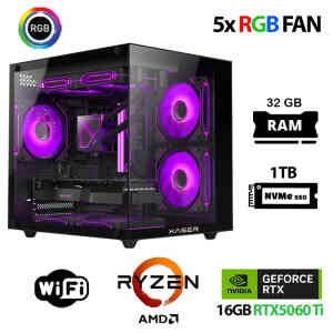 Xaser Eco X240 Ryzen 5 7500F 32GB DDR5 Ram 1TB M.2 NVMe SSD 16GB RTX5060Ti Oyuncu Masaüstü Bilgisayarı - Xaser