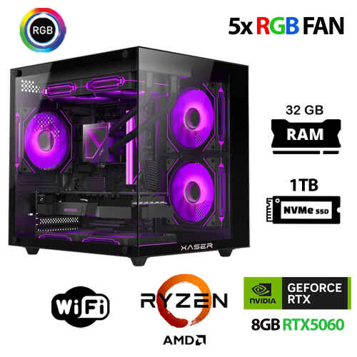 Xaser Eco X280 Ryzen 5 5600 32GB Ram 1TB M.2 NVMe SSD 8GB RTX5060 Oyuncu Masaüstü Bilgisayarı - 1