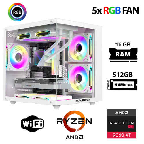 Xaser Eco X40 Ryzen 5 8400F 16GB Ram 512GB M.2 NVMe SSD 16GB RX9060 XT Oyuncu Masaüstü Bilgisayarı - 1