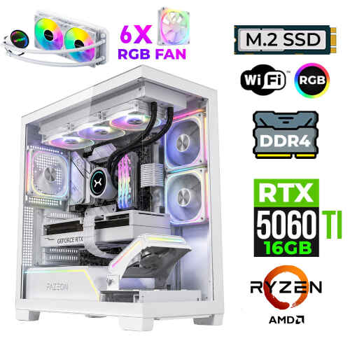 Xaser Fade X20 Ryzen 7 5700X 16GB Ram 1TB M.2 NVMe SSD 16GB RTX5060Ti Sıvı Soğutmalı Oyuncu Bilgisayarı - 1