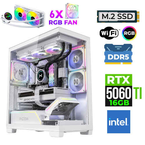 Xaser Fade X280 Intel i7 14700F 32GB DDR5 Ram 1TB M.2 NVMe SSD 16GB RTX5060Ti Sıvı Soğutmalı Oyuncu Bilgisayarı - 1