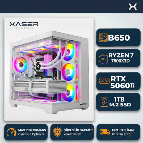 Xaser JANKORyzen 7 7800X3D 32GB Ram 1TB M.2 NVMe SSD 16GB RTX5060 Ti Sıvı Soğutmalı Oyuncu Bilgisayarı - 1