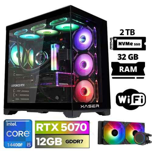 Xaser Lexus x120 i5 14400F 32GB DDR5 Ram 2TB M.2 NVMe SSD 12GB RTX5070 Sıvı Soğutmalı Oyuncu Bilgisayarı - 1