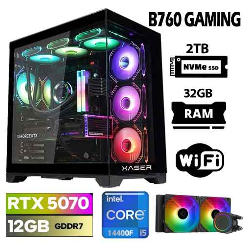 Xaser Lexus x190 i5 14400F 32GB DDR5 Ram 2TB M.2 NVMe SSD 12GB RTX5070 Sıvı Soğutmalı Oyuncu Bilgisayar - 1