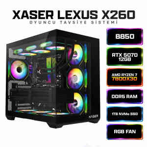 Xaser Lexus x260 Ryzen 7 7800X3D 32GB DDR5 Ram 1TB M.2 NVMe SSD 12GB RTX5070 Sıvı Soğutmalı Oyuncu Bilgisayarı - XASER
