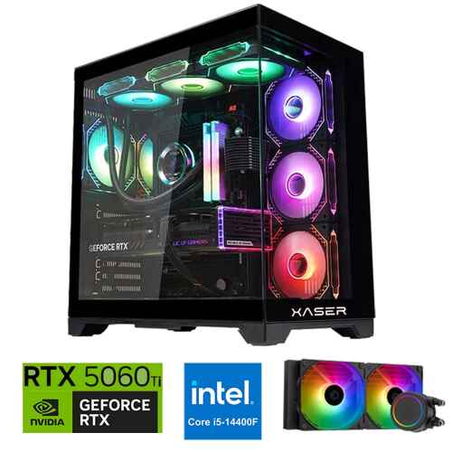 Xaser Lexus x330 i5 14400F 32GB DDR5 Ram 2TB M.2 NVMe SSD 8GB RTX5060 Ti Sıvı Soğutmalı Oyuncu Bilgisayar - 1