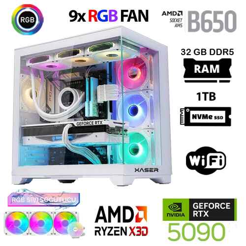 Xaser Lexus x840 Ryzen 7 7800X3D 32GB DDR5 Ram 1TB M.2 NVMe SSD 32GB RTX5090 Oyuncu Tavsiye Sistem - 1