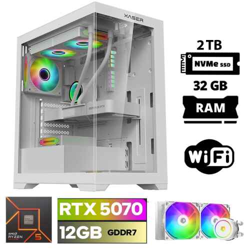 Xaser Lexus x90 Ryzen 5 7500F 32GB DDR5 Ram 2TB M.2 NVMe SSD 12GB RTX5070 Sıvı Soğutmalı Oyuncu Bilgisayarı - 1