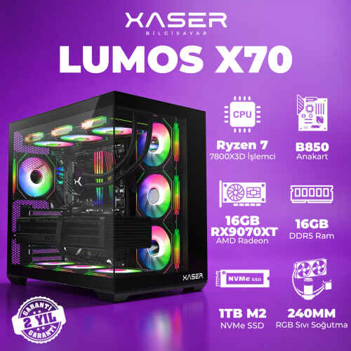 Xaser Lumos X70 Ryzen 7 7800X3D 16GB DDR5 Ram 1TB M.2 NVMe SSD 16GB RX9070 XT Masaüstü Oyuncu Bilgisayarı - 1