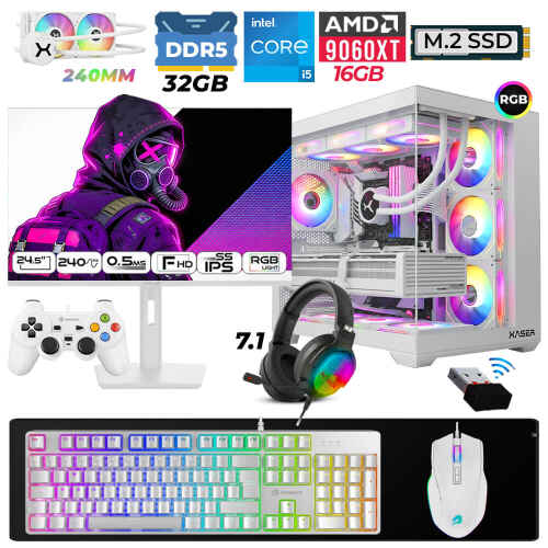 Xaser Moon X120 i5 14600K 32GB DDR5 Ram 1TB M.2 NVMe SSD 16GB RTX9060 XT Sıvı Soğutmalı 24,5