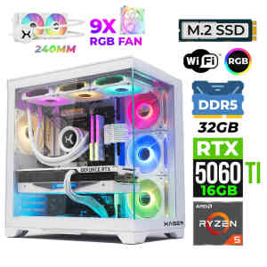 Xaser Nova X160 Ryzen 5 7600 32GB DDR5 Ram 1TB M.2 NVMe SSD 16GB RTX5060 Ti Sıvı Soğutmalı Oyuncu Tavsiye Sistem - Xaser
