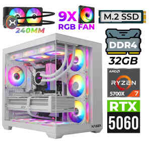 Xaser Nova X60 Ryzen 7 5700X 32GB Ram 2TB M.2 NVMe SSD 8GB RTX5060 Sıvı Soğutmalı Oyuncu Tavsiye sistem - Xaser