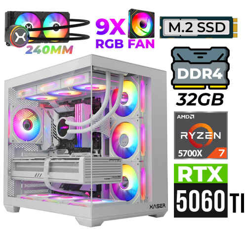 Xaser Nova X70 Ryzen 7 5700X 32GB Ram 2TB M.2 NVMe SSD 16GB RTX5060 Ti Sıvı Soğutmalı Oyuncu Tavsiye sistem - 1
