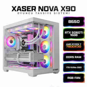Xaser Nova X90 Ryzen 7 7800X3D 16GB DDR5 Ram 1TB M.2 NVMe SSD 16GB RTX5060 Ti Sıvı Soğutmalı Oyuncu Bilgisayar - Xaser