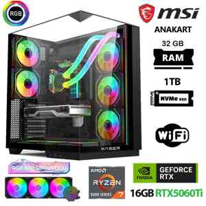 Xaser Queen X2 Ryzen 7 5700X 32GB Ram 1TB M.2 NVMe SSD 16GB RTX5060 Ti Sıvı Soğutmalı Oyuncu Bilgisayarı - Xaser
